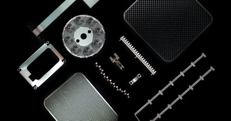 collage of stainless steel photo etched parts