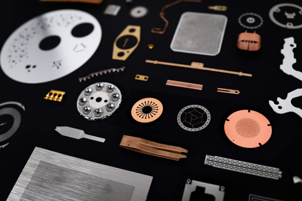 collage of various photo etched parts of all shapes and sizes