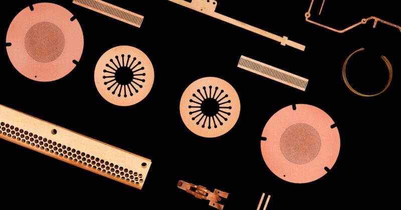 collage of beryllium copper rectangular shaped photo etched parts